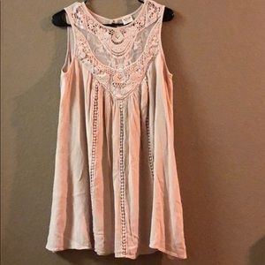 Very elegant light pink tank with lace top